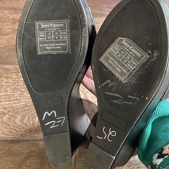 Juicy Couture Clear Rhinestone Platform Sandal Wedges Black US Size 11 Y2K - Picture 8 of 8